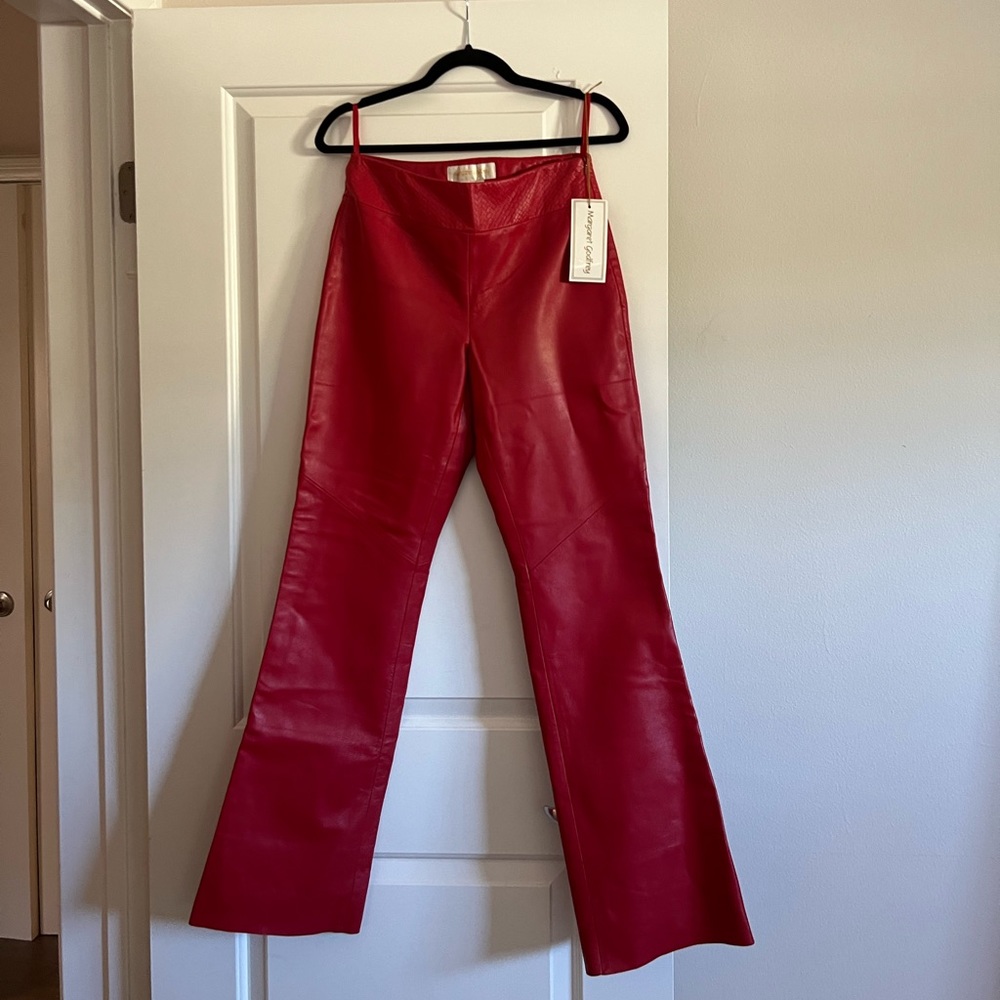 Gorgeous Margaret Godfrey red leather pants NWT